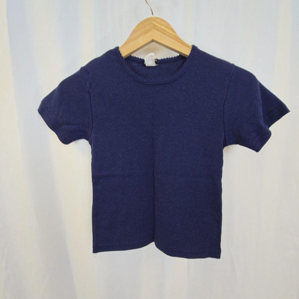 Gitano Shirt Youth 6 Blue Solid Crew Neck Short Sleeve Tee Top Basic Jersey Knit
